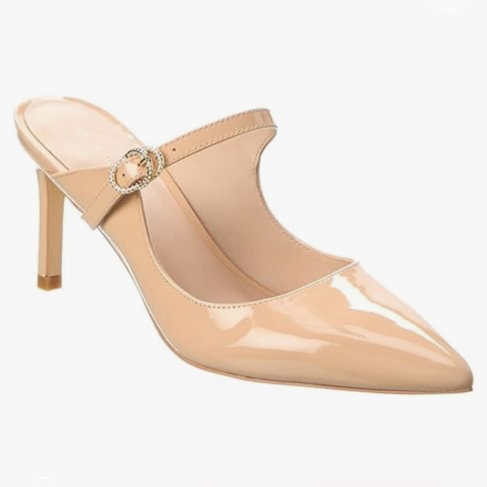 Stuart Weitzman Crystal Buckle 75 Patent Mule